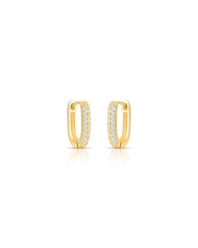 Brinco Argola Oval Pequena Cravejada Cristal
