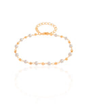 Pulseira Pérolas Bolinhas Diamantadas Banhado a Ouro 18K