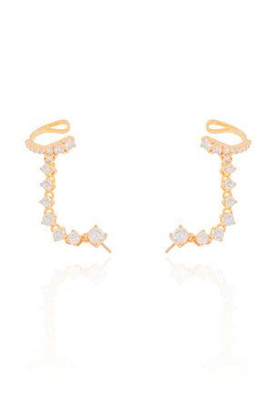 Ear Line Pontos de Luz Cristal Banhado a Ouro 18K