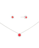 Conjunto Rubi Cravejado Ródio Branco