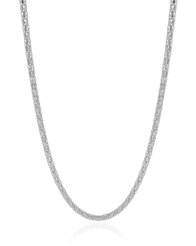 Colar Malha Oca 3 mm Ródio Branco - 45 cm