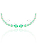 Ear Cuff Pontos de Luz Ovais Turmalina Cravejado Cristal Ródio Branco