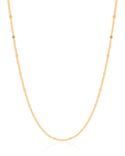 Colar Longo Grumet Plaquinhas 2 mm Banhado a Ouro 18K - 80 cm