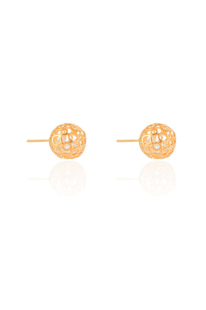 Brinco Bola Vazada Cristal 1.0 cm Banhado a Ouro 18K