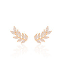 Ear Cuff Folha Navetes Cristal Banhado a Ouro 18K