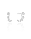 Brinco Palito Curvado Bolas Lisas Ródio Branco