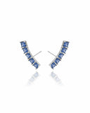 Brinco Ear Cuff Carre Quadrado Safira Azul com Tarraxa Virgula