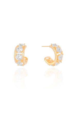 Brinco Argola Cristal Banhado a Ouro 18K