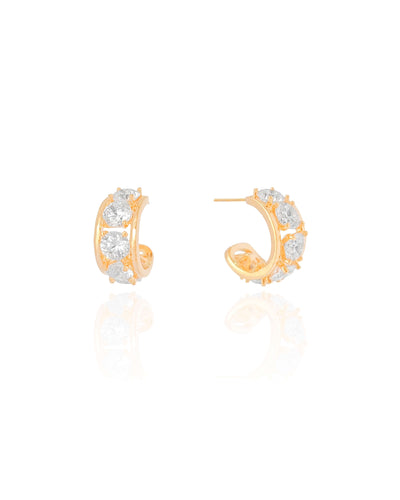 Brinco Argola Cristal 1,9 cm Banhado a Ouro 18K