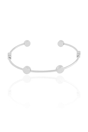 Bracelete Bolas Achatadas Lisas Ródio Branco