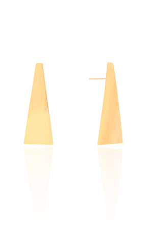 Brinco Chapa Triangular Lisa Banhado a Ouro 18K