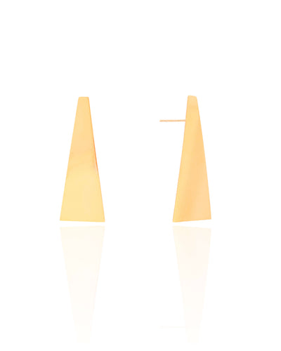 Brinco Chapa Triangular Lisa Banhado a Ouro 18K
