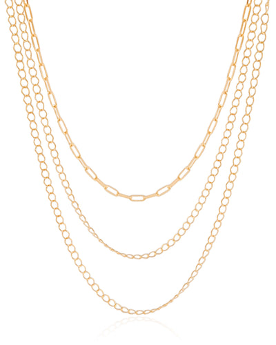 Choker Tripla Elos Banhado a Ouro 18K - 35 cm
