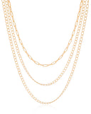 Gargantilha Tripla Elos Banhado a Ouro 18K - 35 cm