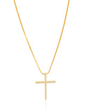 Gargantilha Veneziana com Pingente Cruz Palito Cravejada Cristal - 45 cm