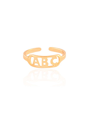 Anel Ajustável ABC Tamanho P Banhado a Ouro 18K