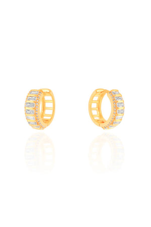 Brinco Argola Baguete Cravejada Cristal