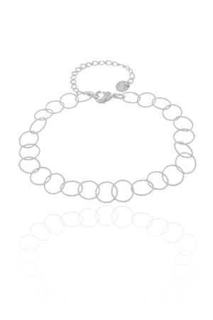 Pulseira Círculos Texturizados 8 mm Ródio Branco
