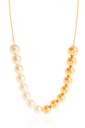 Gargantilha Bola com Pérola Banho Dourado 18k - 40 cm
