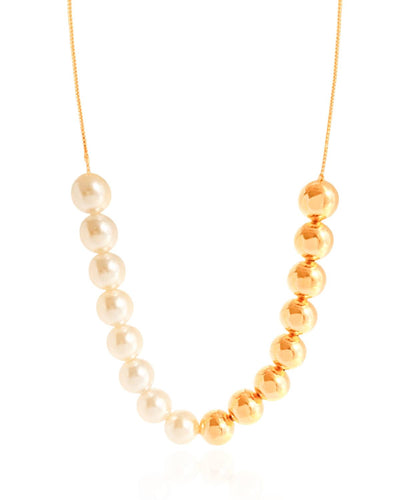 Colar Bola com Pérola Banhado a Ouro 18K - 45 cm