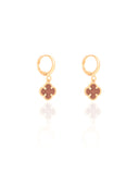 Brinco Argola Click Trevo Tom Rubi 2.6 cm Banhado a Ouro 18K