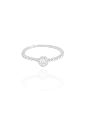 Anel Bolinhas Ponto de Luz Cristal Tamanho 21 Ródio Branco