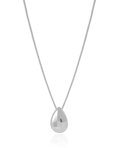 Colar Veneziana Gota Lisa Ródio Branco - 45 cm