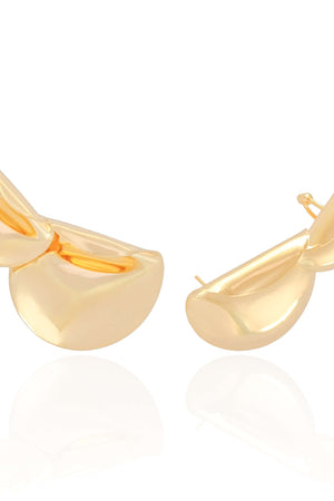 Ear Cuff Redondo Liso Detalhado Banhado a Ouro 18K