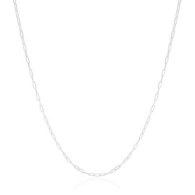 Gargantilha Longa Elos 2 mm Ródio Branco