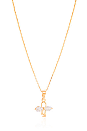 Gargantilha Infantil Veneziana Laço Cristal Banhado a Ouro 18K