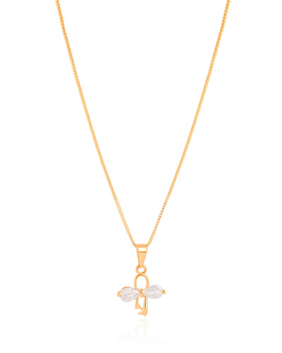 Colar Infantil Veneziana Laço Cristal Banhado a Ouro 18K - 35 cm