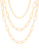 Gargantilha Tripla Elos Ovais e Portugueses Banhado a Ouro 18K