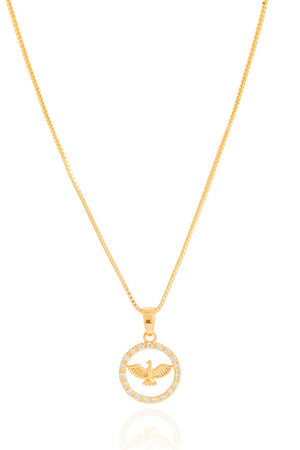 Gargantilha Veneziana Medalha Espito Santo Borda Cravejada Cristal - 40 cm