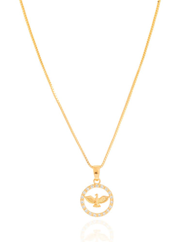 Colar Veneziana Medalha Espírito Santo Borda Cravejada Cristal - 40 cm