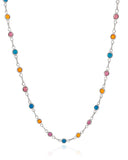 Gargantilha Pontos de Luz Coloridos Ródio Branco - 45 cm