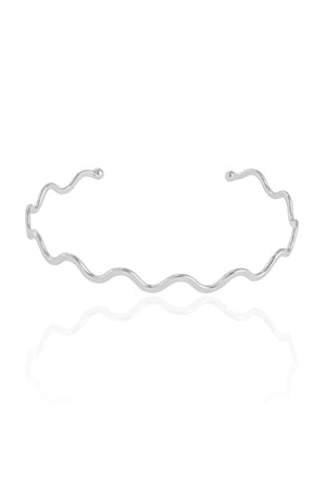 Bracelete Ondas Liso Ródio Branco