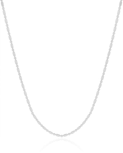 Colar Plaquinhas Ovais Achatadas Ródio Branco - 40 cm