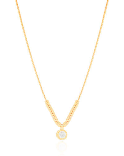 Colar Veneziana Canutilhos Ponto de Luz Cristal Banhado a Ouro 18K - 40 cm