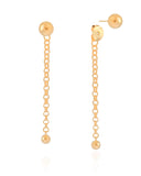 Ear Jacket Fio Elos Portugueses Bolas Lisas 7.3 cm Banhado a Ouro 18K