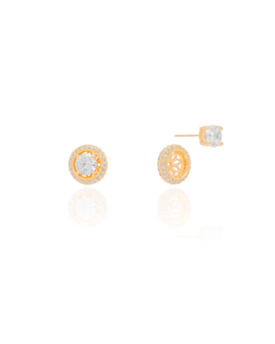 Brinco Ponto de Luz 6 mm Dois em Um Banhado a Ouro 18K