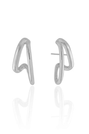 Ear Hook Dois Filetes Lisos Ródio Branco