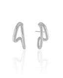 Ear Hook Dois Filetes Lisos Ródio Branco