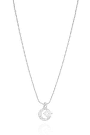 Gargantilha Redondo Ponto de Luz Cravejado Cristal Ródio Branco - 45 cm