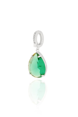 Pingente Gota Turmalina Cravejada Cristal Ródio Branco