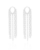 Brinco Argola Click Franja Elos 6.4 cm Ródio Branco