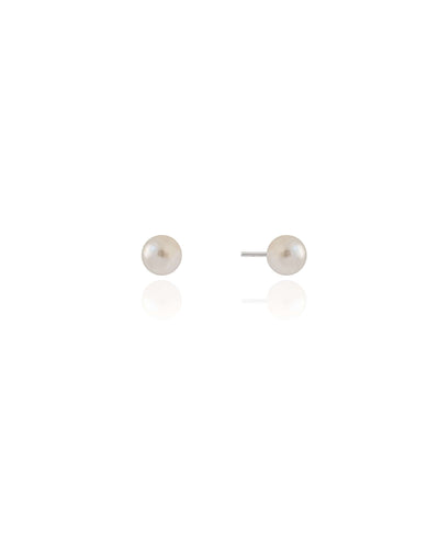 Brinco Pérola 6 mm Ródio Branco