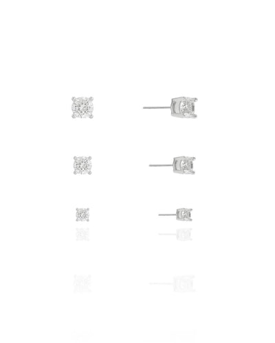 Trio Brinco Ponto de Luz 5, 4 e 3 mm Cristal