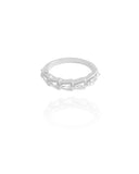 Anel Baguetes Cristal Tamanho 21 Ródio Branco