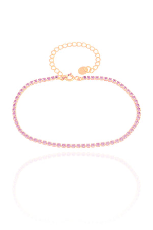 Pulseira Riviera Ametista 2 mm Banhado a Ouro 18K