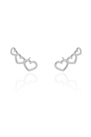 Ear Cuff Corações Vazados 2.3 cm Ródio Branco